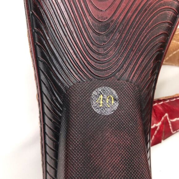 Spring Step AZALEA Red Brown Laser Cut Leaf Whimsical Wedge Heel Open Toe Sandal - Picture 14 of 15